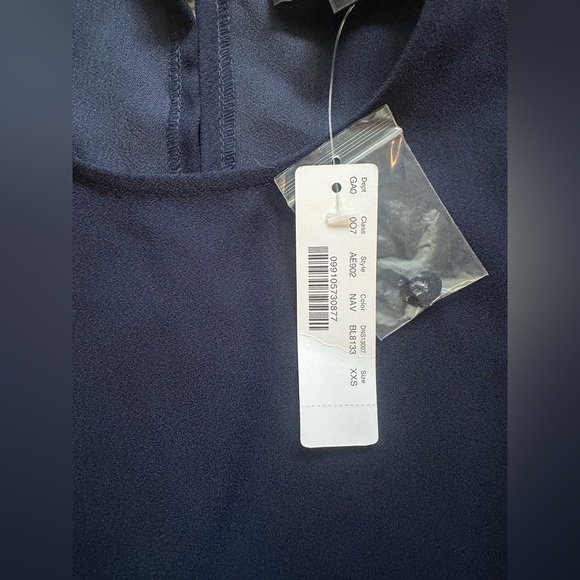 J.Crew Navy Top with Black Sequin Statement Sleeves | XXS | NWT - Picture 4 of 11